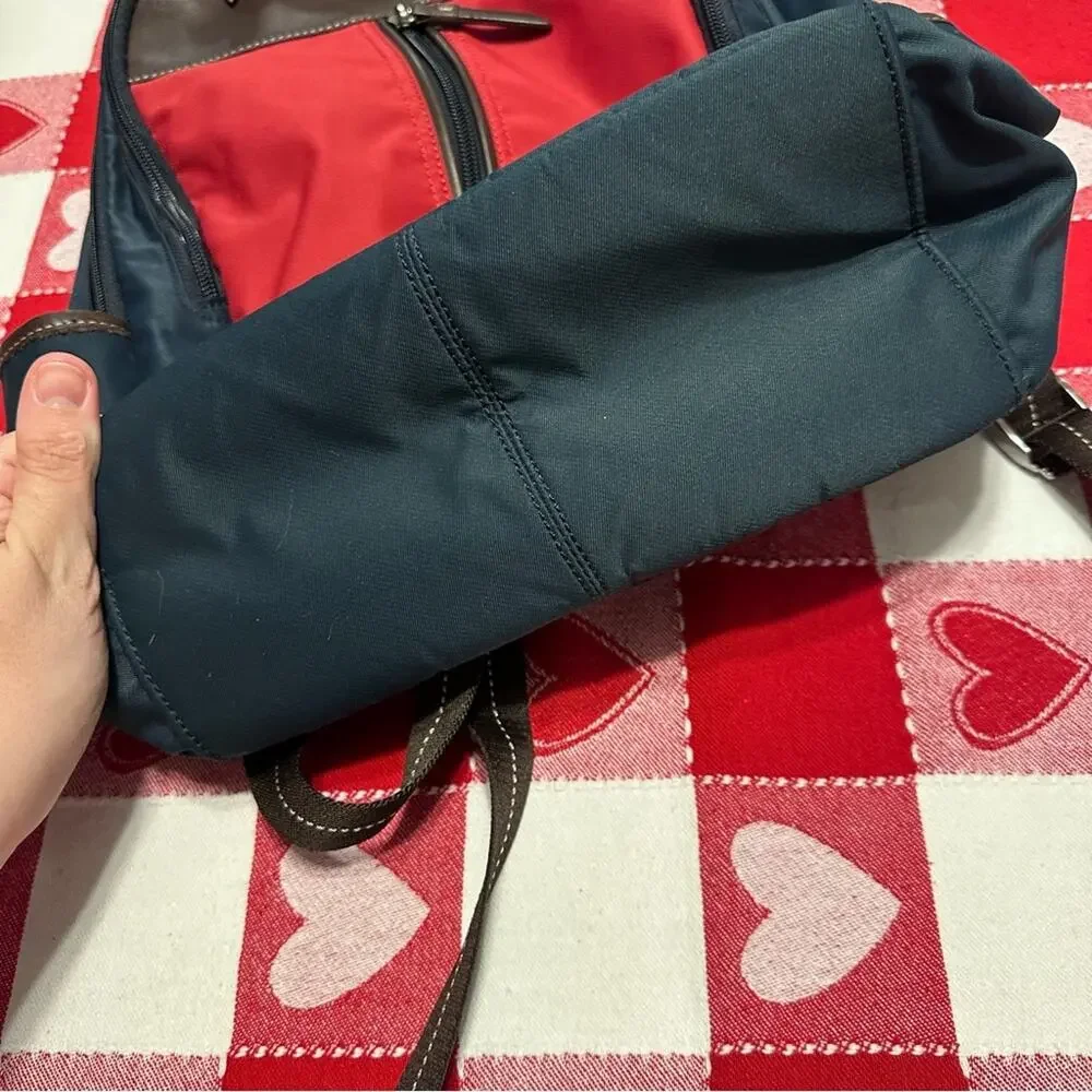 Coach Unisex Canvas Laptop Backpack in Red and Navy